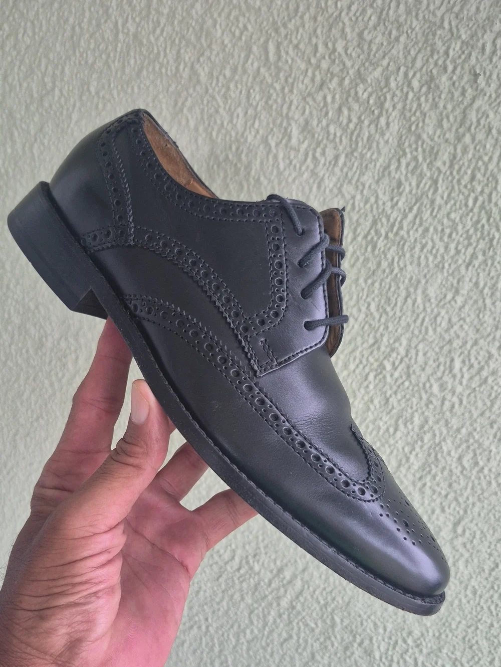 Cole Haan/Nike (India) Men's Black Brogue Derby Wing Tip Luxury Dress Shoes